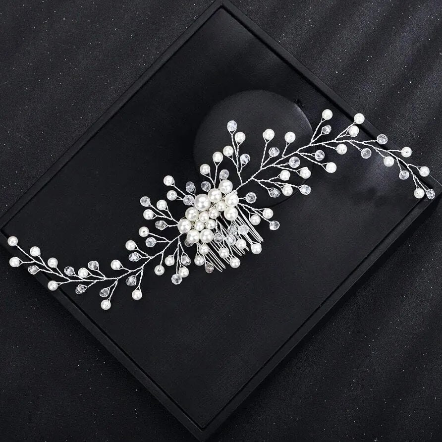 Wedding Hair Accessories - Pearl Bridal Hair Comb / Vine - Available in Silver, Rose Gold and Yellow Gold