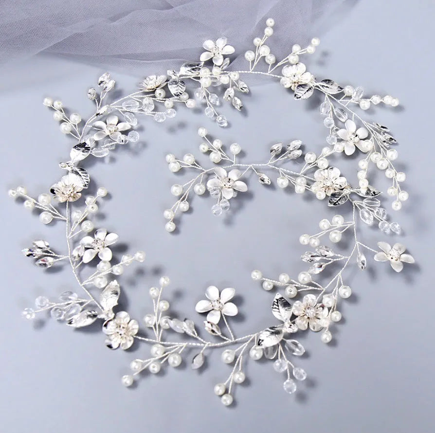 Wedding Hair Accessories - Pearl and Crystal Bridal Hair Vine - Available in Silver, Rose Gold and Yellow Gold