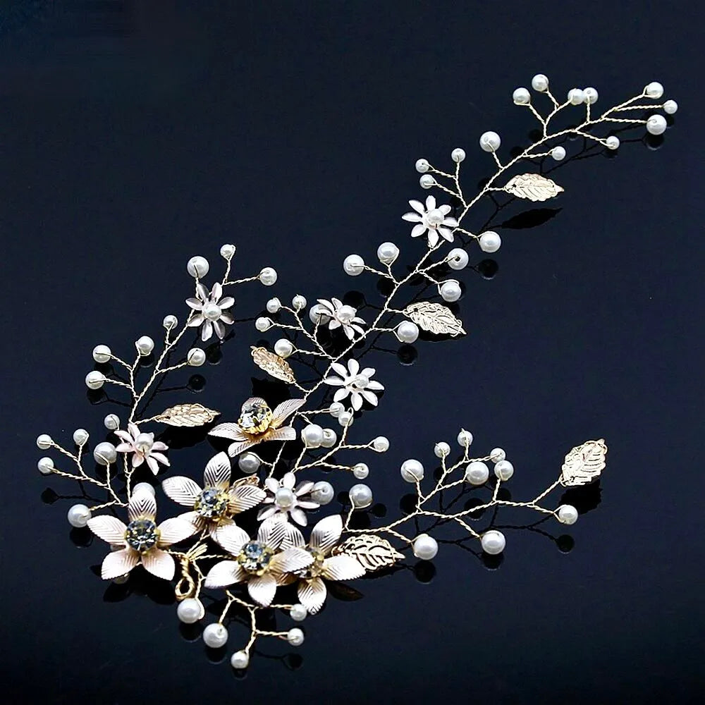 Wedding Hair Accessories - Pearl and Crystal Bridal Hair Vine - Available in Silver, Rose Gold and Yellow Gold