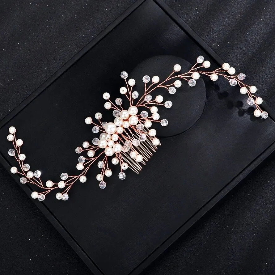 Wedding Hair Accessories - Pearl Bridal Hair Comb / Vine - Available in Silver, Rose Gold and Yellow Gold
