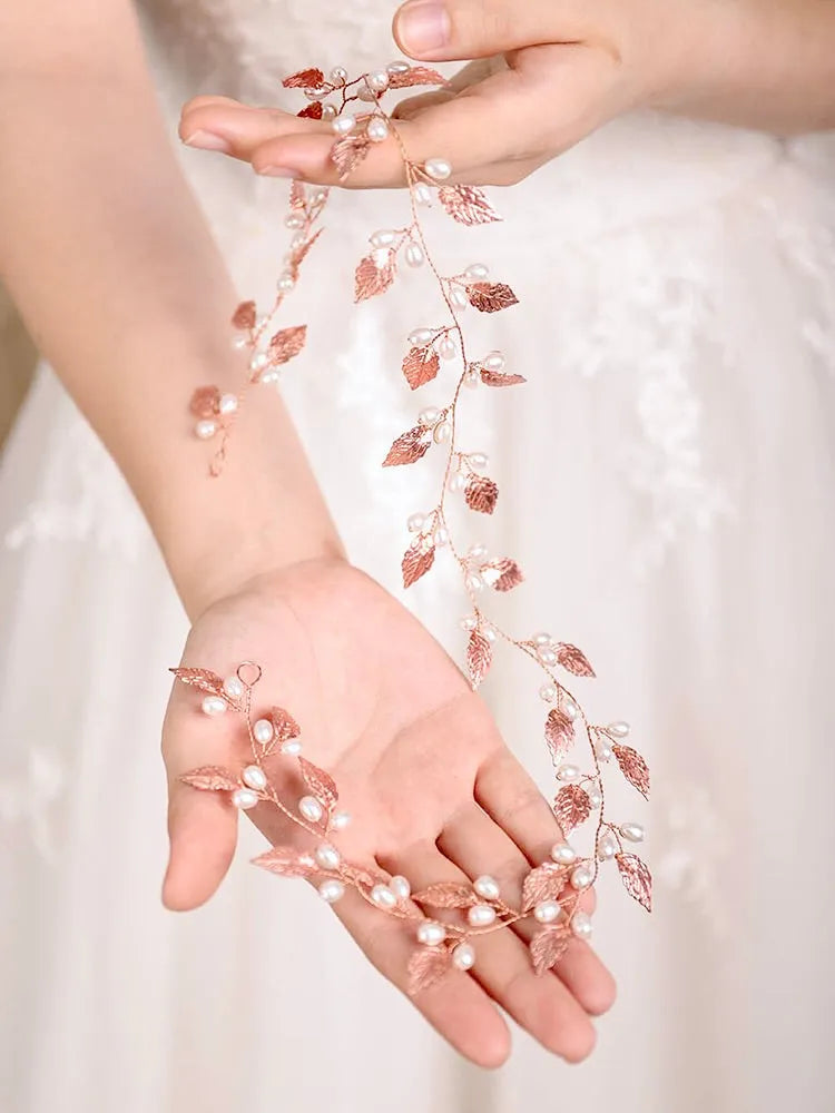 Wedding Hair Accessories - Pearl Bridal Hair Vine - Available in Silver, Vintage Rose Gold and Yellow Gold