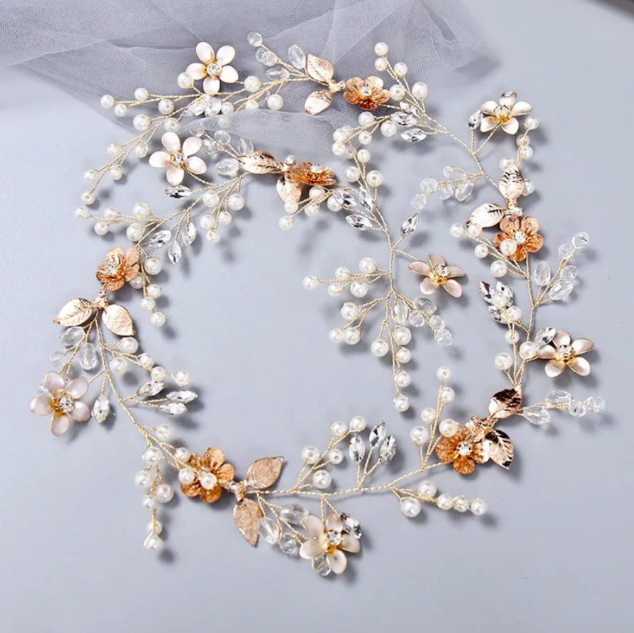 Wedding Hair Accessories - Pearl and Crystal Bridal Hair Vine - Available in Silver, Rose Gold and Yellow Gold