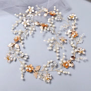 Ti Adora Floral & Pearl Hair Vine Pearl & Crystal Bridal Hair Vine – Long Wedding Hairstyle  main image 3