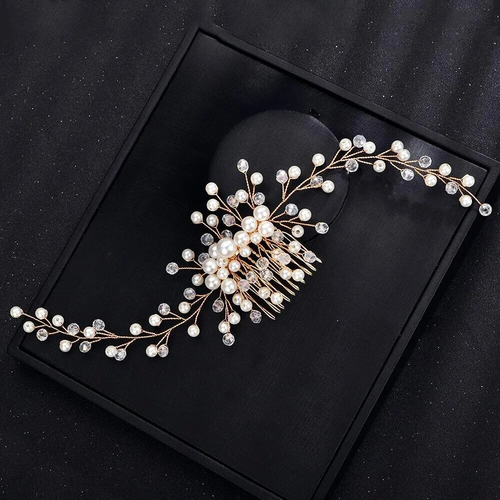 Wedding Hair Accessories - Pearl Bridal Hair Comb / Vine - Available in Silver, Rose Gold and Yellow Gold