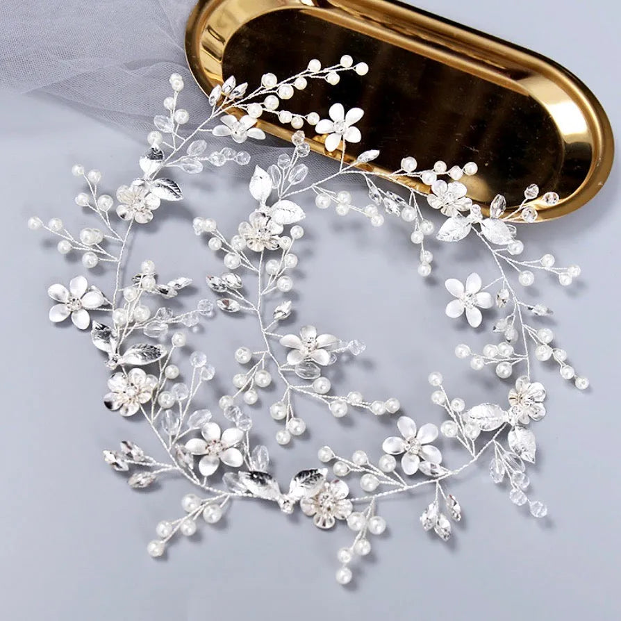 Wedding Hair Accessories - Pearl and Crystal Bridal Hair Vine - Available in Silver, Rose Gold and Yellow Gold