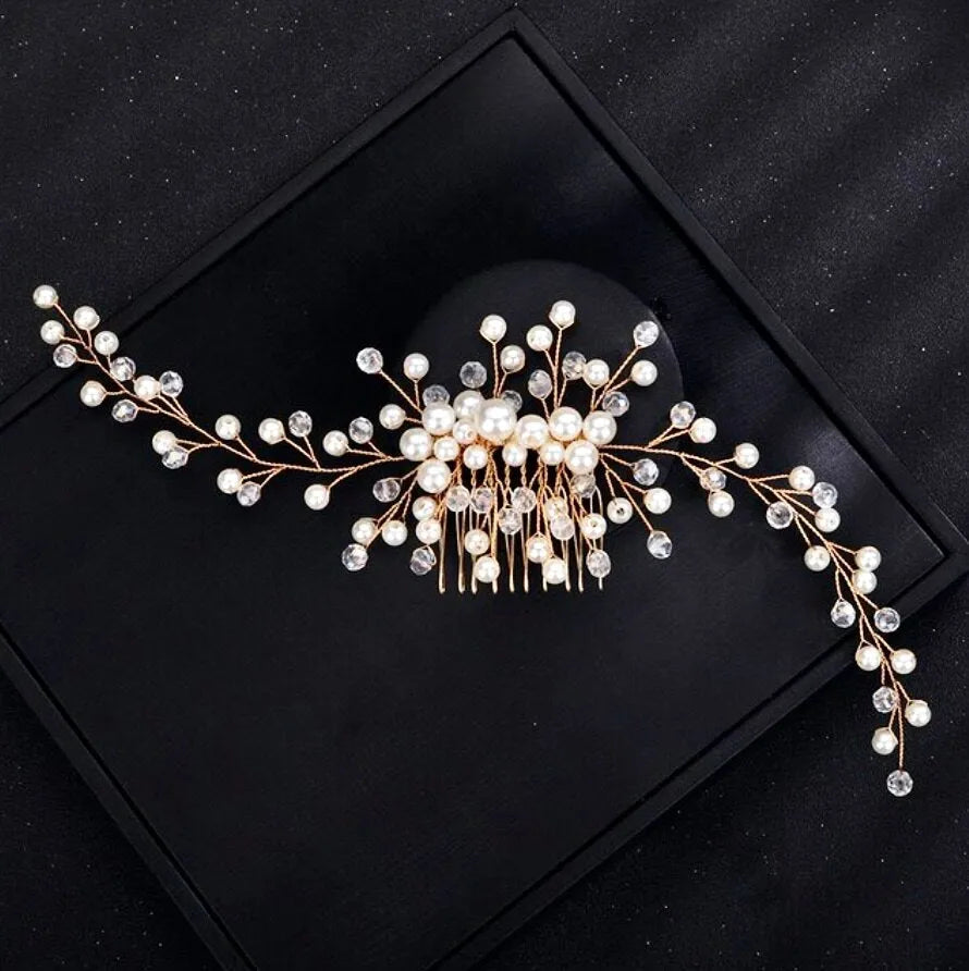Wedding Hair Accessories - Pearl Bridal Hair Comb / Vine - Available in Silver, Rose Gold and Yellow Gold