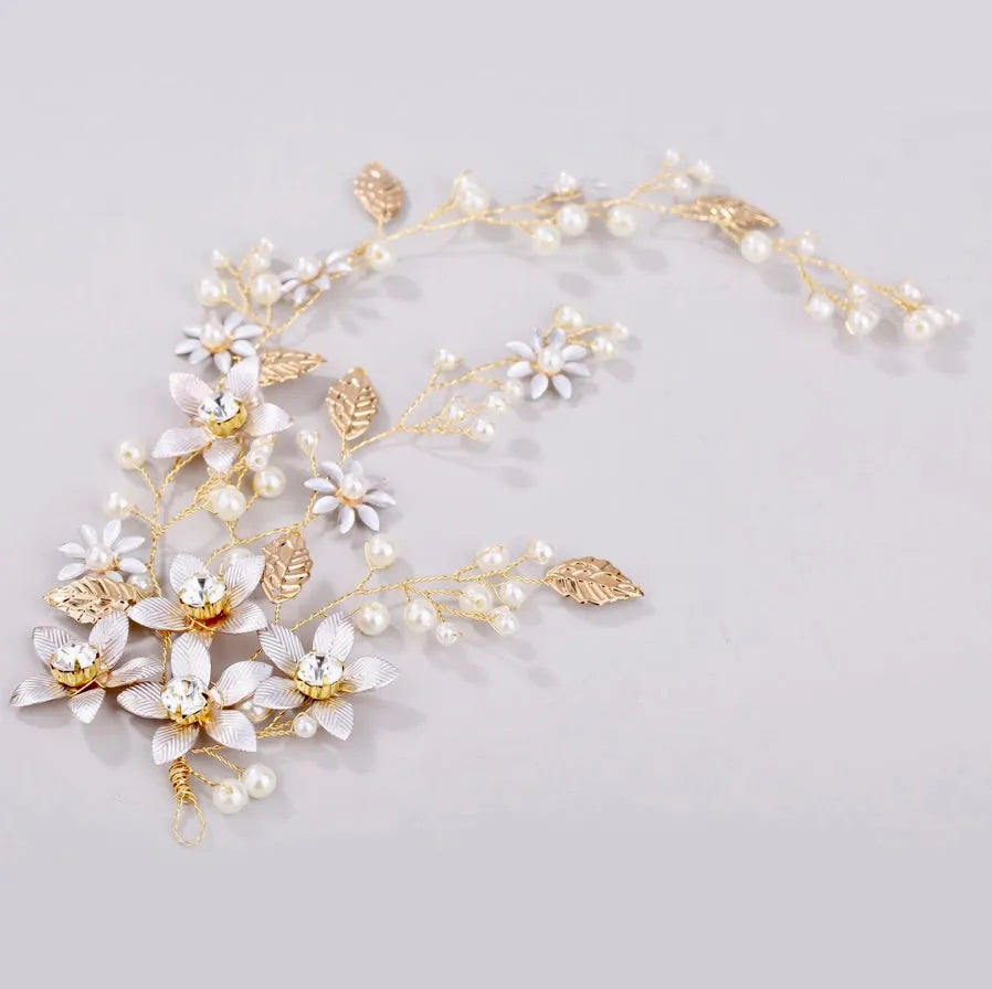 Wedding Hair Accessories - Pearl and Crystal Bridal Hair Vine - Available in Silver, Rose Gold and Yellow Gold