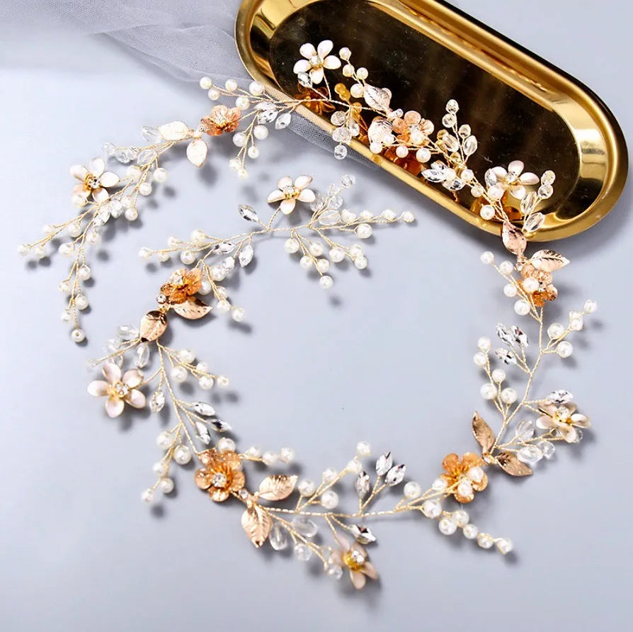 Wedding Hair Accessories - Pearl and Crystal Bridal Hair Vine - Available in Silver, Rose Gold and Yellow Gold