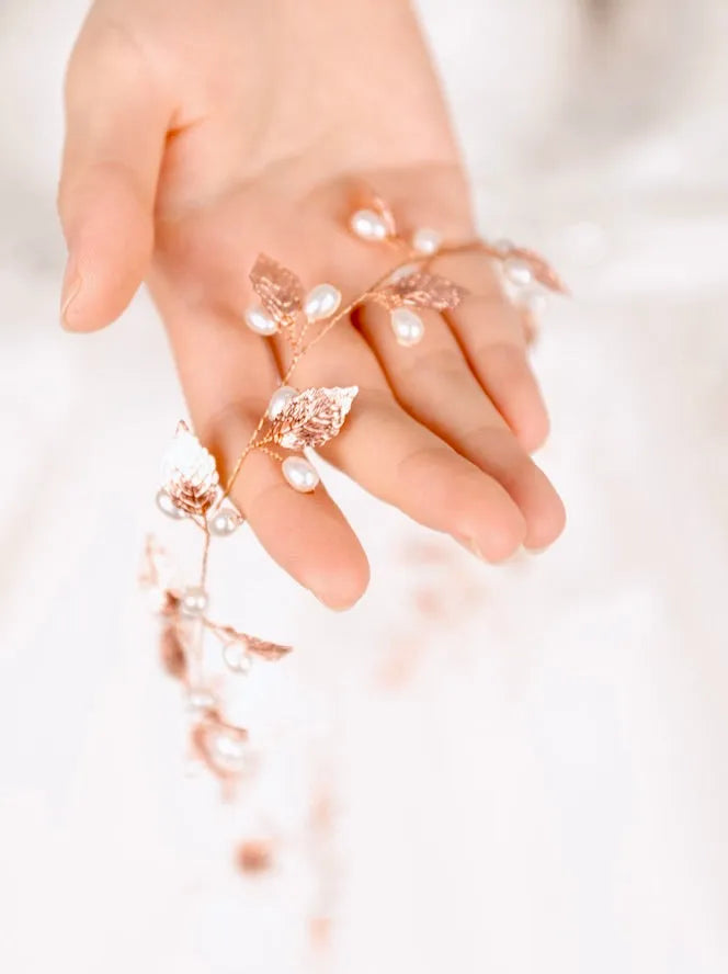 Wedding Hair Accessories - Pearl Bridal Hair Vine - Available in Silver, Vintage Rose Gold and Yellow Gold