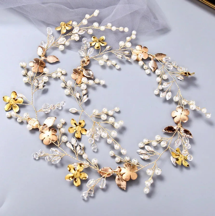 Wedding Hair Accessories - Pearl and Crystal Bridal Hair Vine - Available in Silver, Rose Gold and Yellow Gold