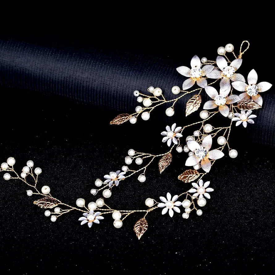 Wedding Hair Accessories - Pearl and Crystal Bridal Hair Vine - Available in Silver, Rose Gold and Yellow Gold