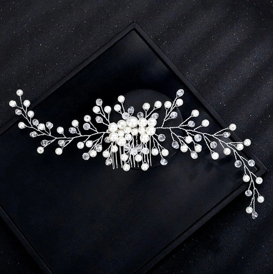 Wedding Hair Accessories - Pearl Bridal Hair Comb / Vine - Available in Silver, Rose Gold and Yellow Gold