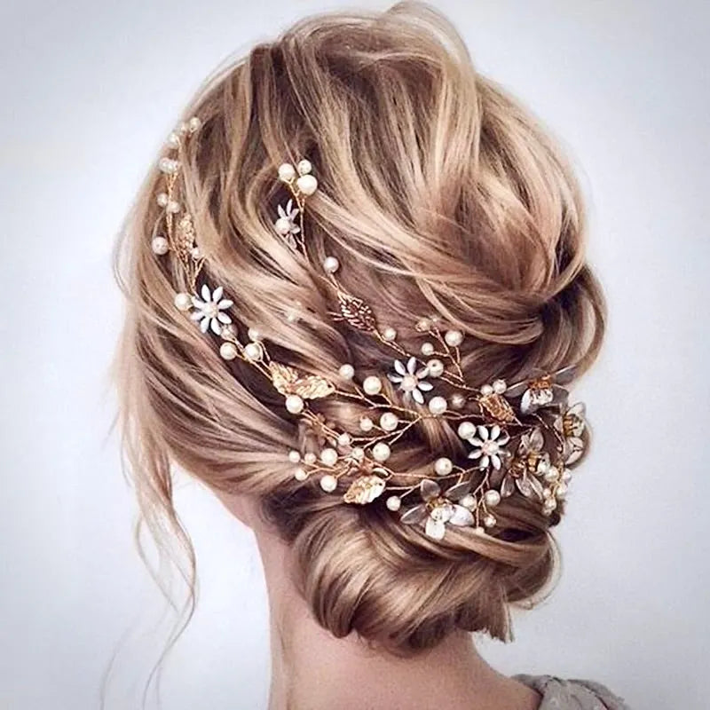 Wedding Hair Accessories - Pearl and Crystal Bridal Hair Vine - Available in Silver, Rose Gold and Yellow Gold