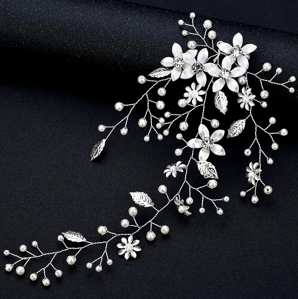 Wedding Hair Accessories - Pearl and Crystal Bridal Hair Vine - Available in Silver, Rose Gold and Yellow Gold