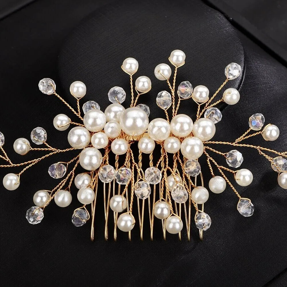 Wedding Hair Accessories - Pearl Bridal Hair Comb / Vine - Available in Silver, Rose Gold and Yellow Gold