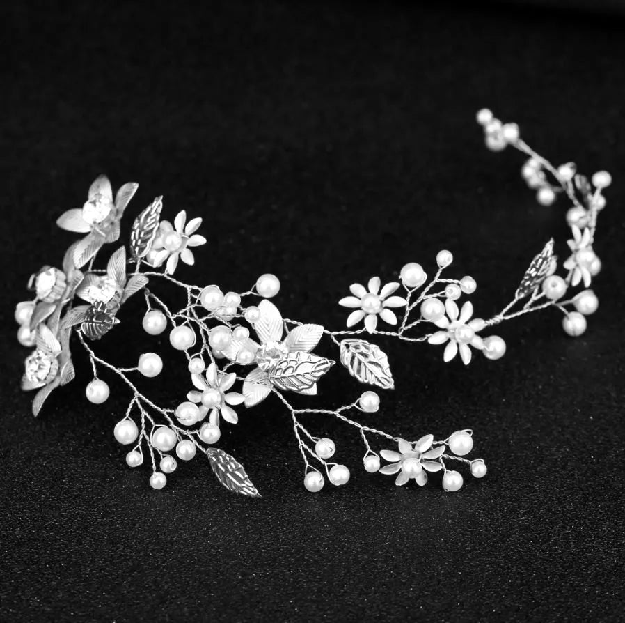 Wedding Hair Accessories - Pearl and Crystal Bridal Hair Vine - Available in Silver, Rose Gold and Yellow Gold