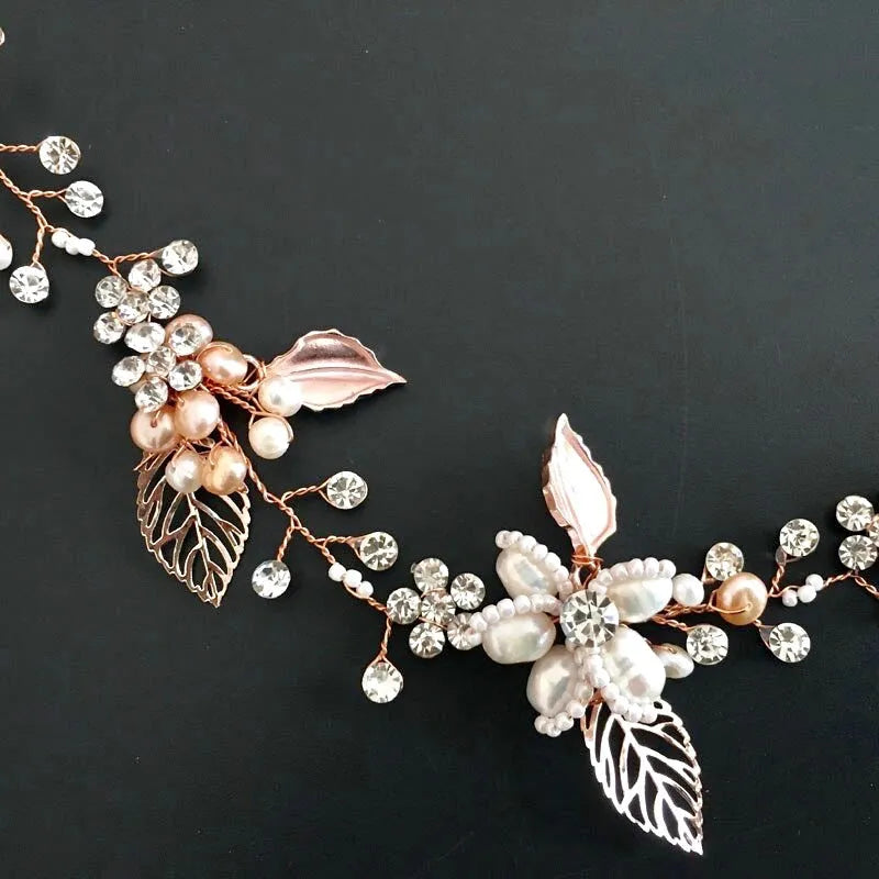 Wedding Hair Accessories - Pearl and Crystal Bridal Headband - Available in Silver, Rose Gold and Yellow Gold