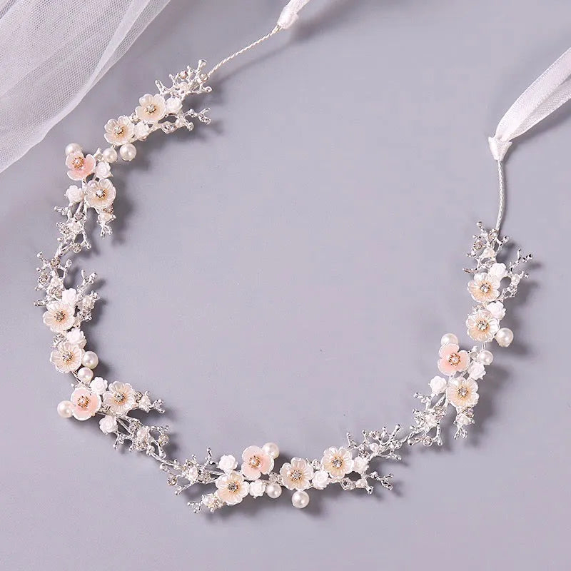 Wedding Hair Accessories - Pearl and Crystal Bridal Headband - Available in Yellow Gold, Rose Gold and Silver