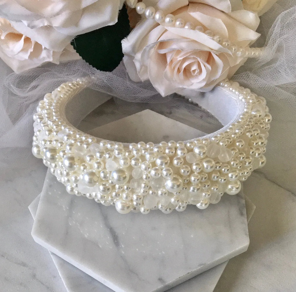 Wedding Hair Accessories - Velvet Pearl Bridal Headband