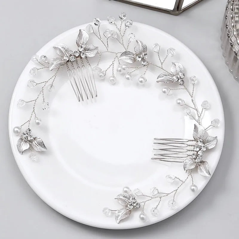 Wedding Hair Accessories - Pearl and Crystal Bridal Headband / Vine - Available in Gold and Silver