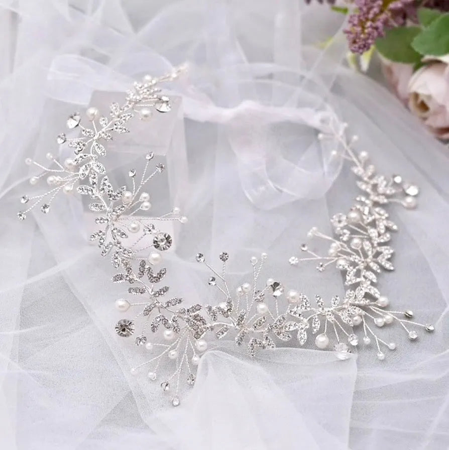 Wedding Hair Accessories - Pearl and Crystal Bridal Headband - Available in Rose Gold, Silver and Yellow Gold