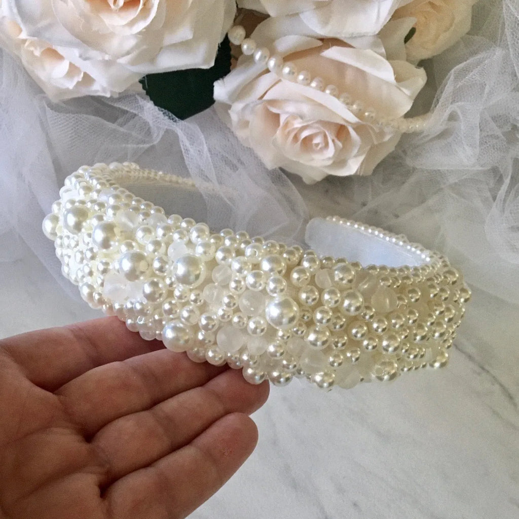 Wedding Hair Accessories - Velvet Pearl Bridal Headband