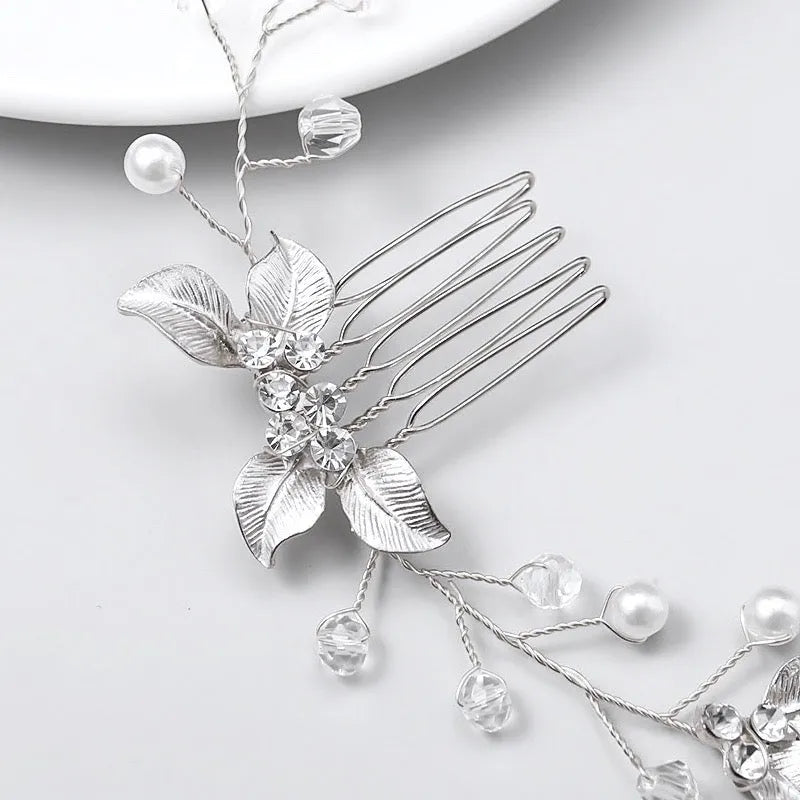 Wedding Hair Accessories - Pearl and Crystal Bridal Headband / Vine - Available in Gold and Silver