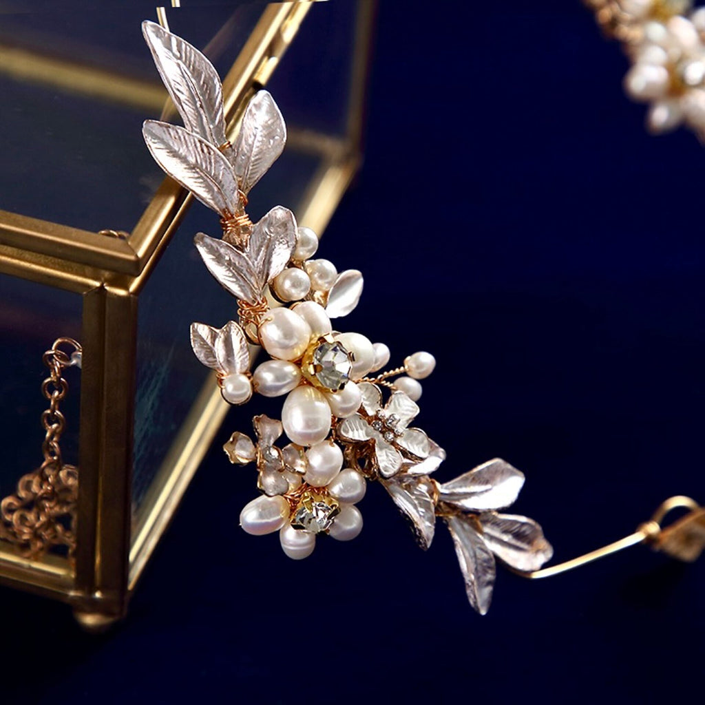 Wedding Hair Accessories - Gold Pearl Bridal Headband