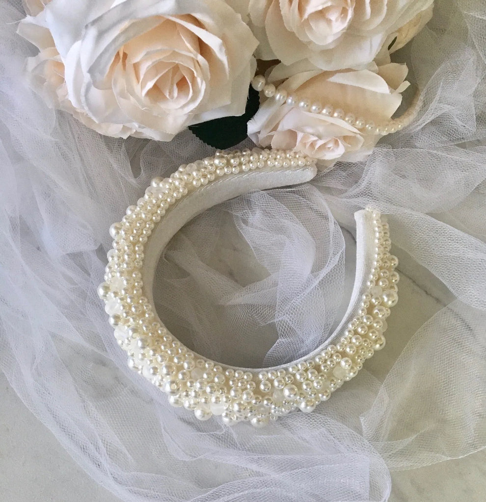 Wedding Hair Accessories - Velvet Pearl Bridal Headband