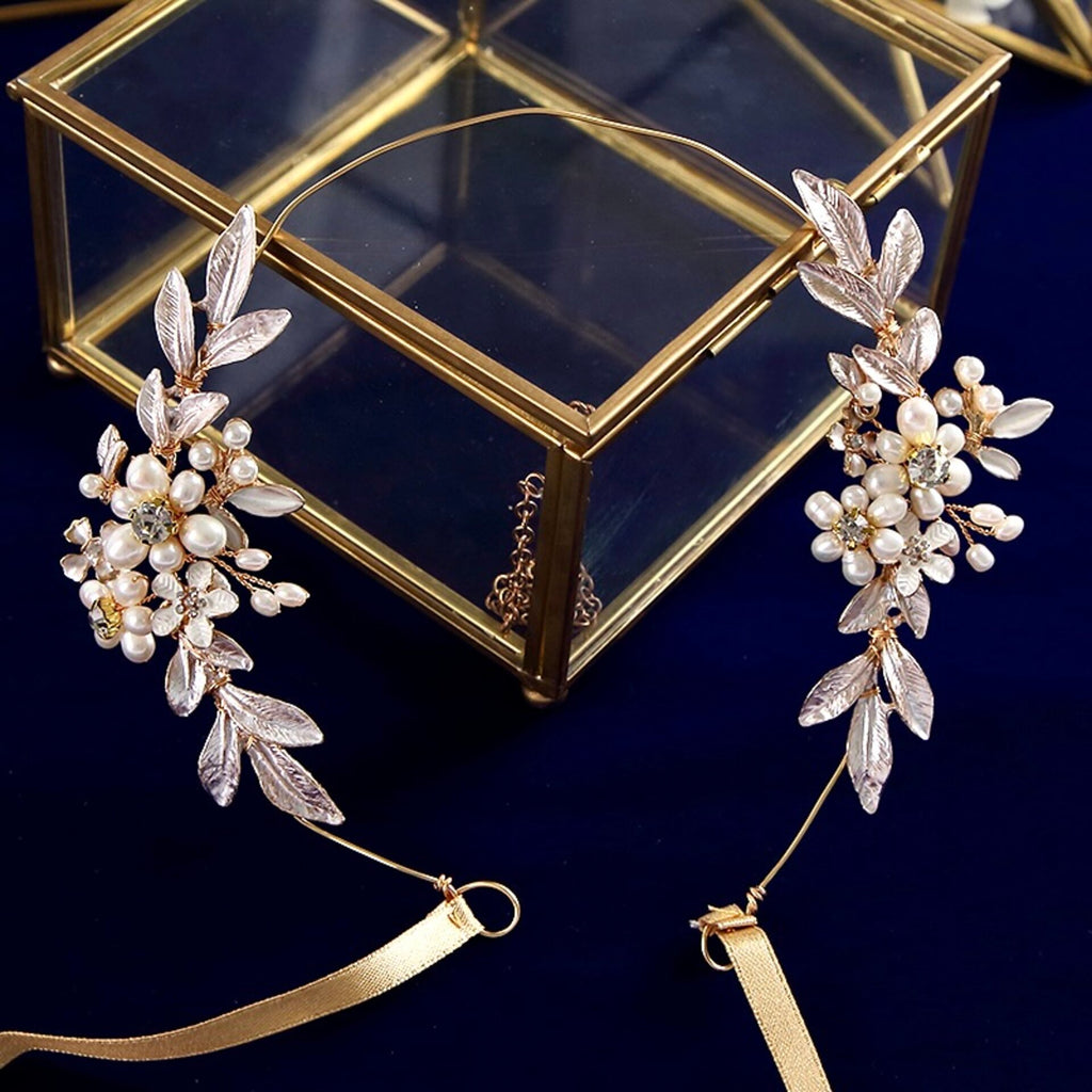 Wedding Hair Accessories - Gold Pearl Bridal Headband