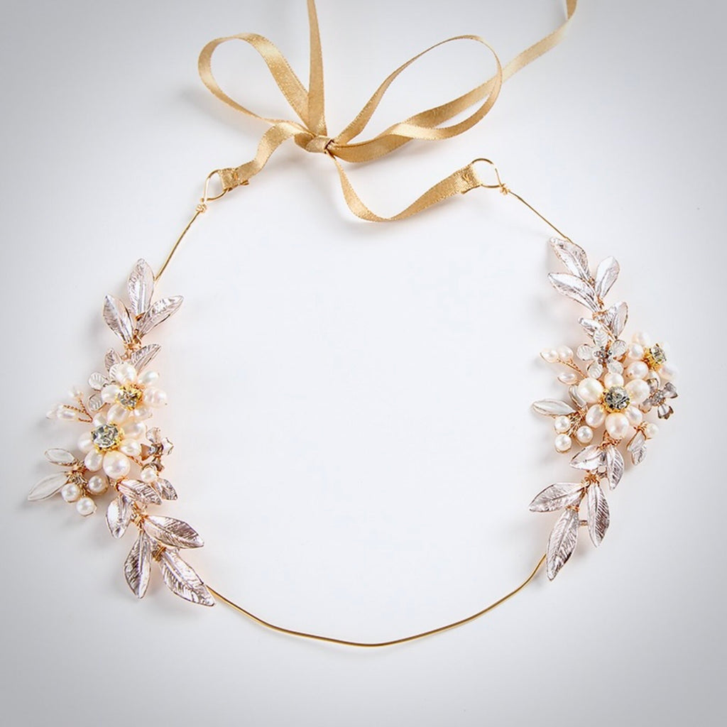 Wedding Hair Accessories - Gold Pearl Bridal Headband