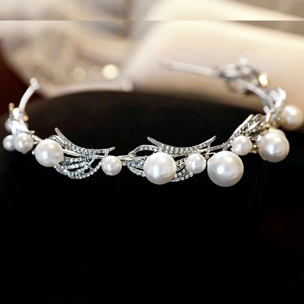 Wedding Hair Accessories - Pearl Bridal Headband / Tiara - Available in Silver and Gold