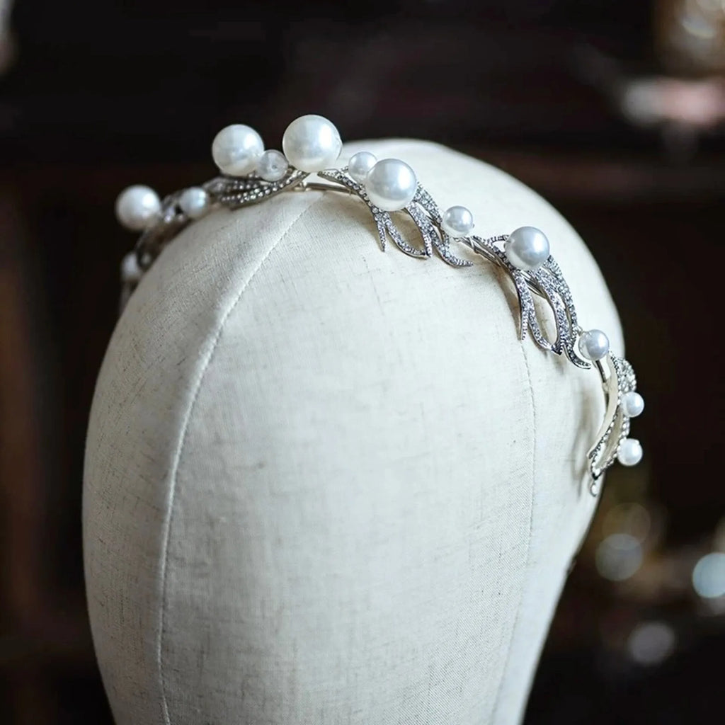 Wedding Hair Accessories - Pearl Bridal Headband / Tiara - Available in Silver and Gold