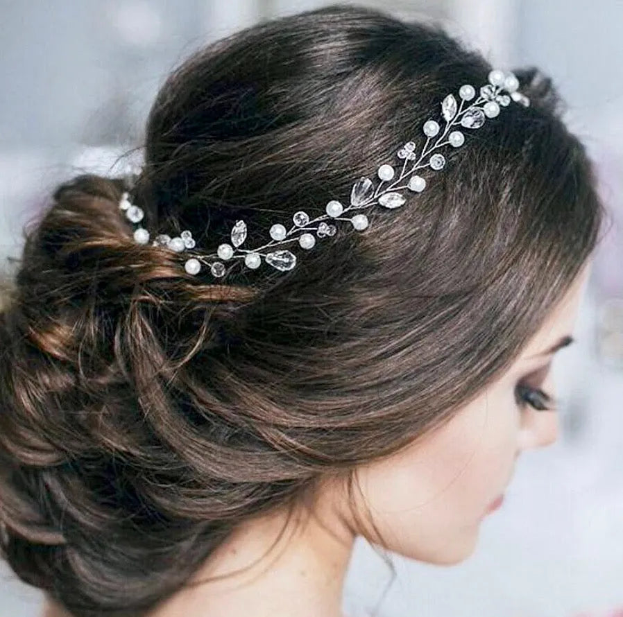 Wedding Hair Accessories - Pearl and Crystal Bridal Headband - Available in Gold and Silver
