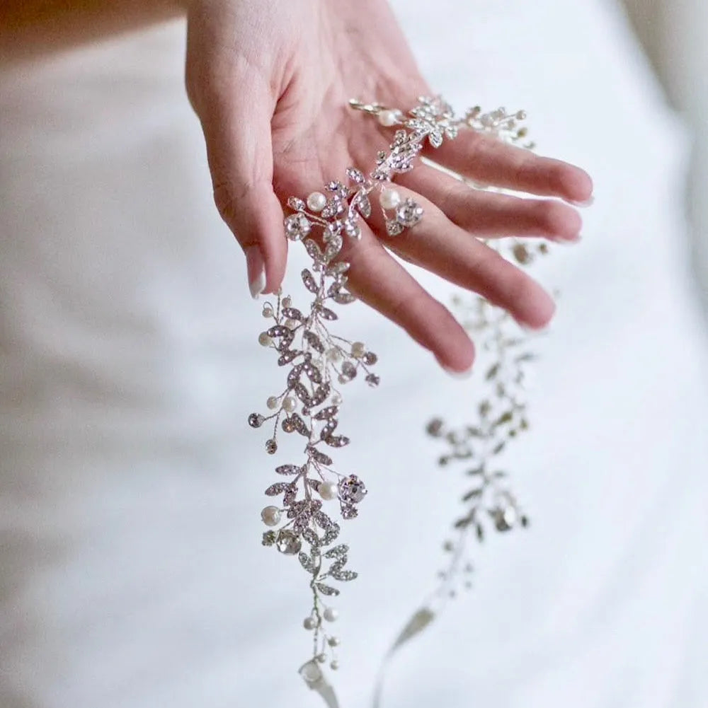 Wedding Hair Accessories - Pearl and Crystal Bridal Headband - Available in Rose Gold, Silver and Yellow Gold