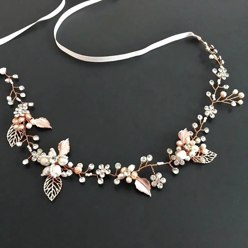 Wedding Hair Accessories - Pearl and Crystal Bridal Headband - Available in Silver, Rose Gold and Yellow Gold