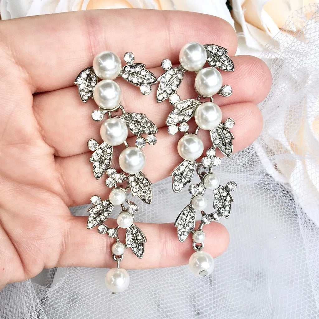 Wedding Jewelry - Pearl Bridal Bracelet and Earrings Set 