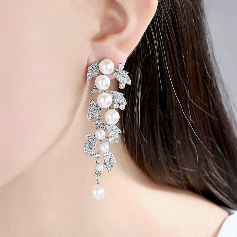 Wedding Jewelry - Pearl Bridal Bracelet and Earrings Set 