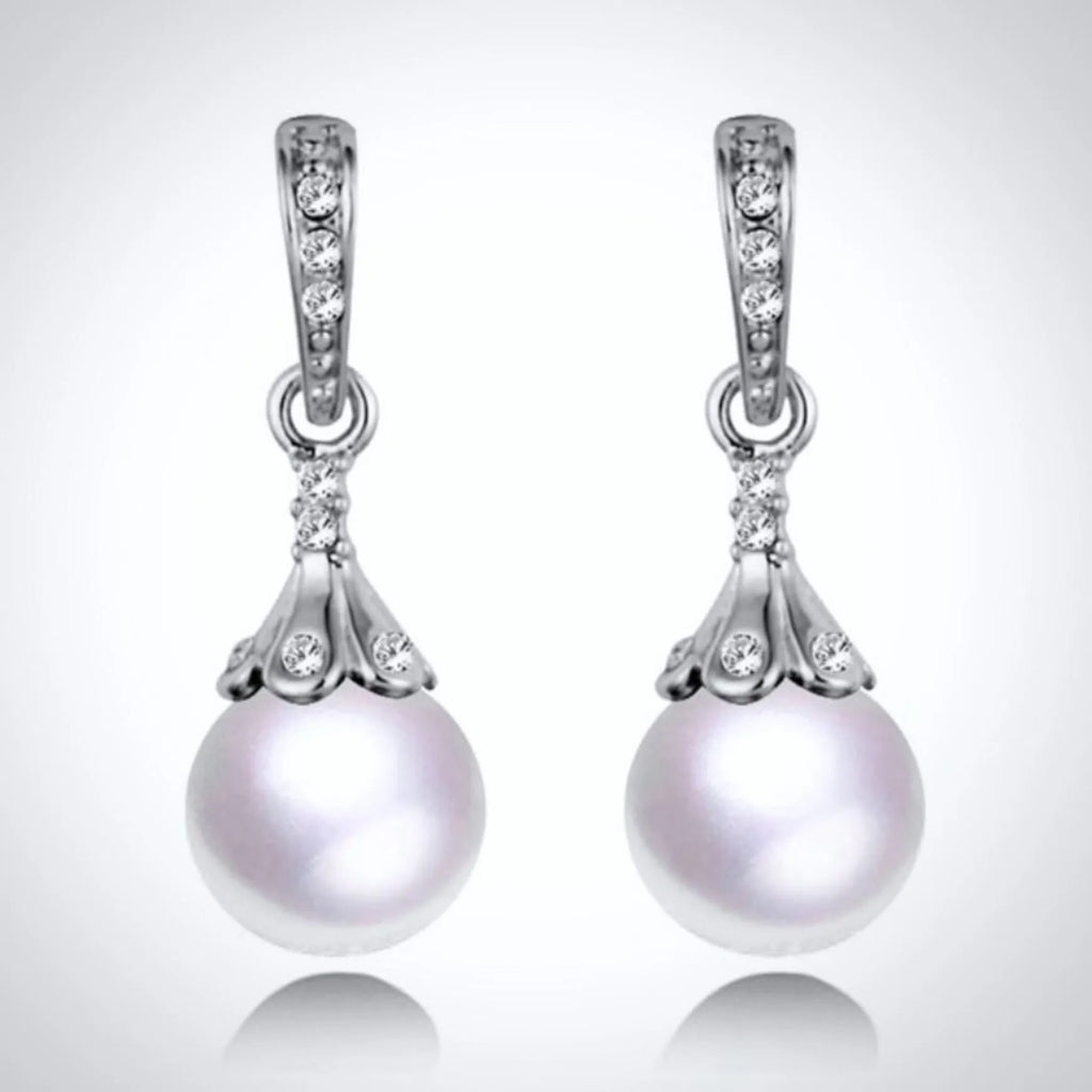 Pearl Wedding Jewelry - Pearl and Cubic Zirconia Jewelry Set