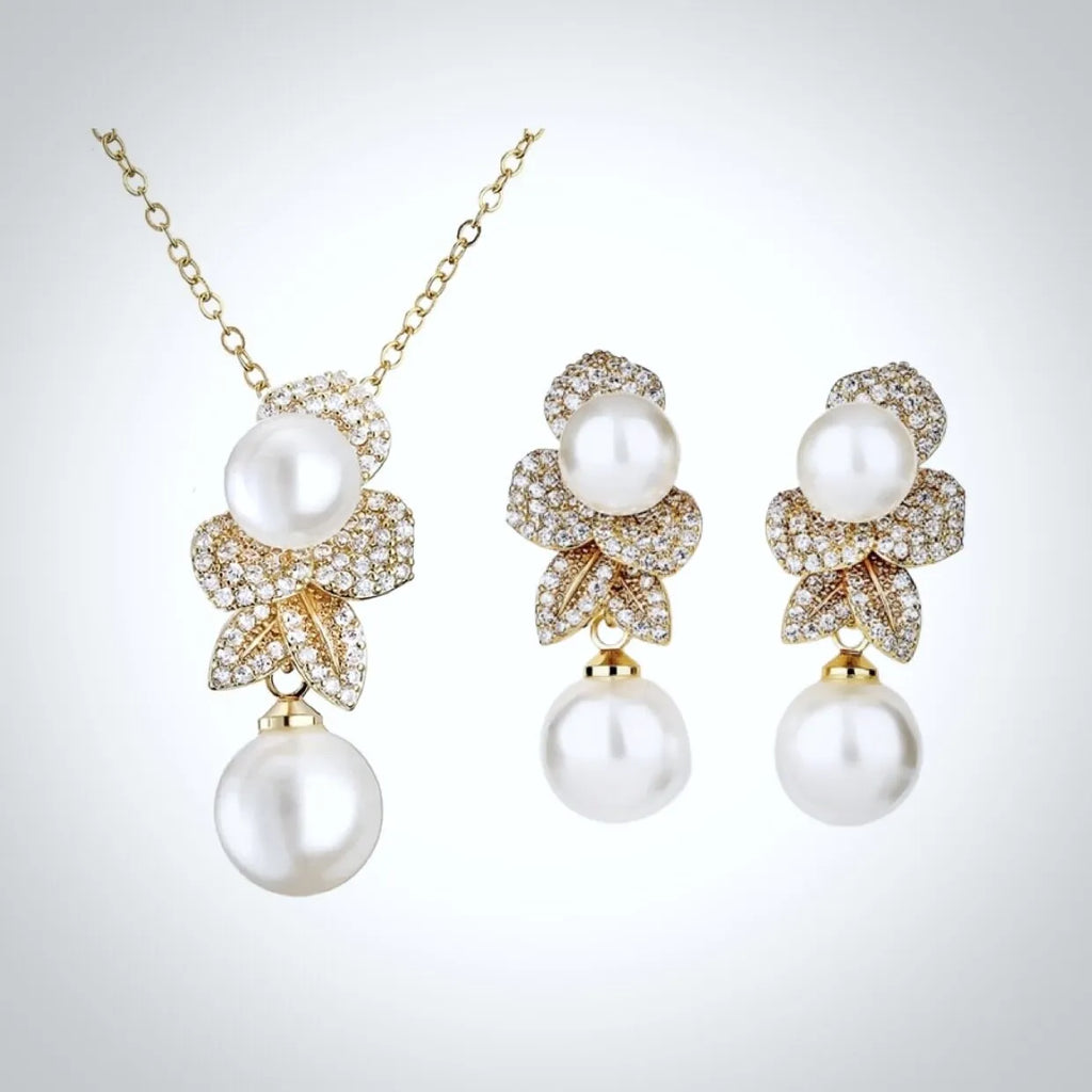 Wedding Jewelry - Pearl Bridal Jewelry Set - Available in Gold and Silver
