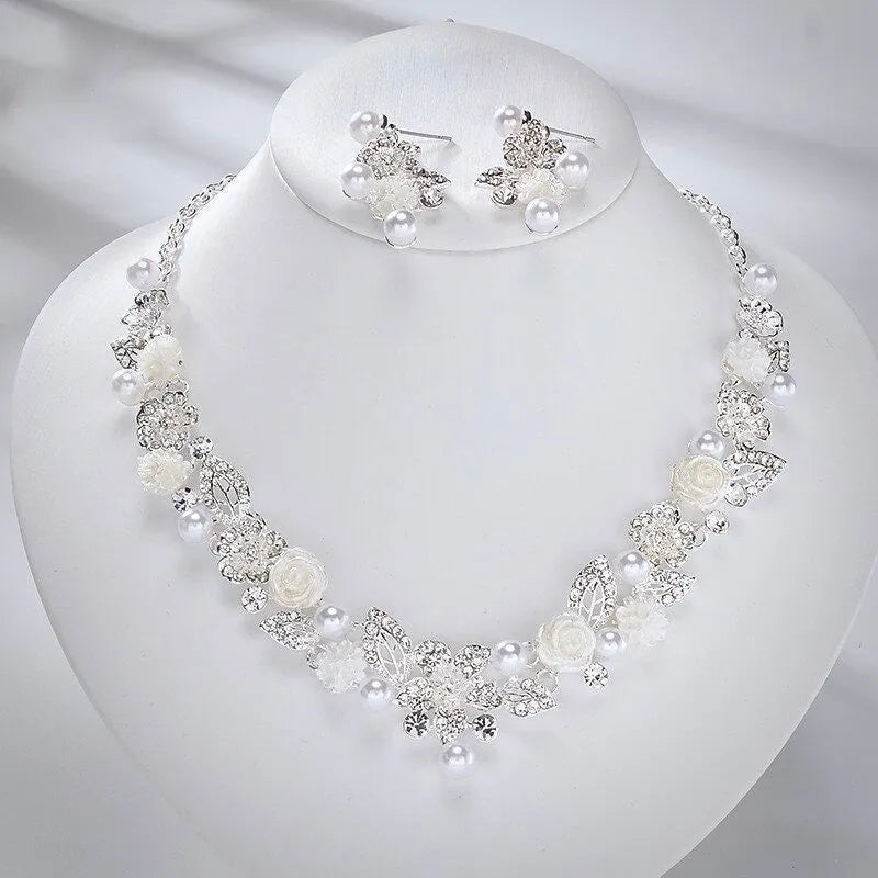 Wedding Jewelry and Accessories - Pearl and Crystal Bridal Jewelry Set With Tiara