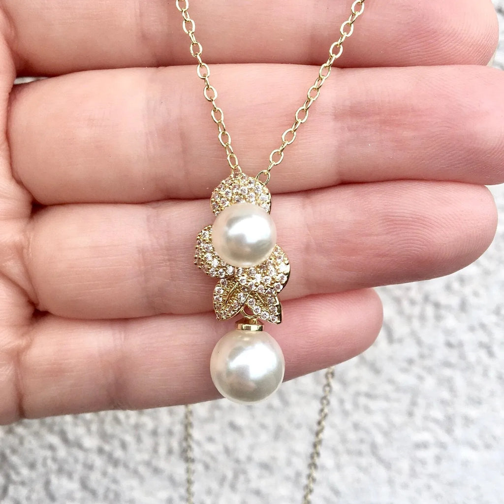 Pearl Wedding Jewelry - Pearl Bridal Necklace - Available in Gold and Silver