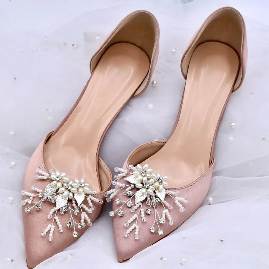Wedding Accessories - Pearl Silver Bridal Shoe Clips