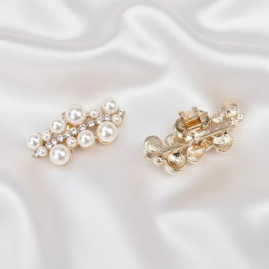 Gold Decorative Shoe Clips for Wedding Heels or Flats - Pearl & Crystal