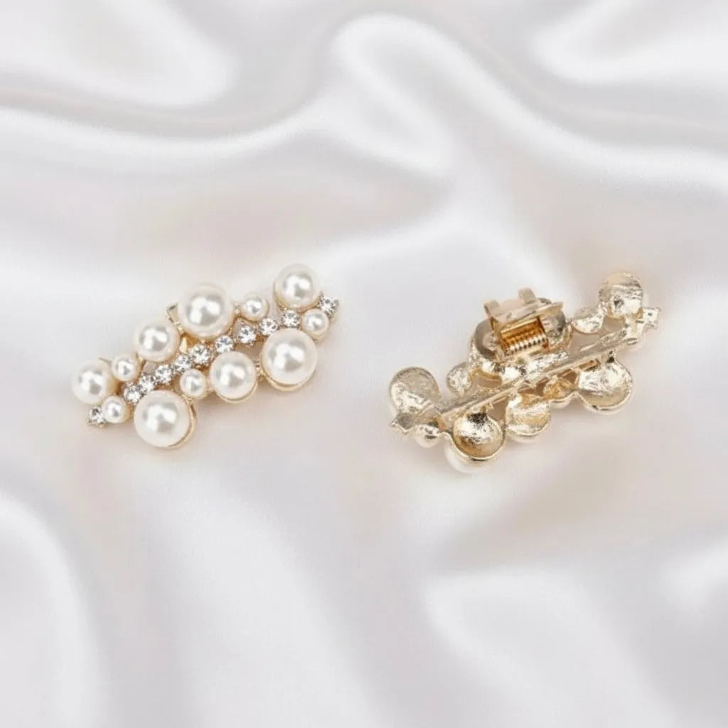 Gold Decorative Shoe Clips for Wedding Heels or Flats - Pearl & Crystal