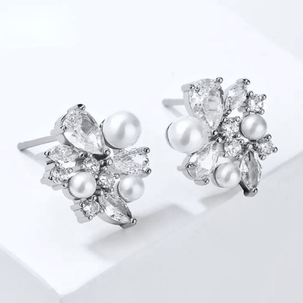 Wedding Jewelry - Pearl Bridal Stud Earrings - Available in Silver and Gold