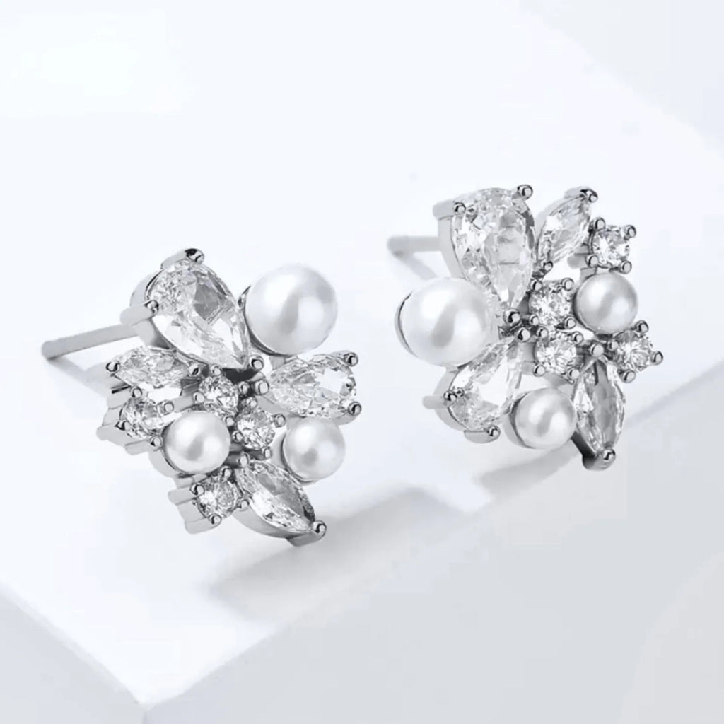 Wedding Jewelry - Pearl Bridal Stud Earrings - Available in Silver and Gold