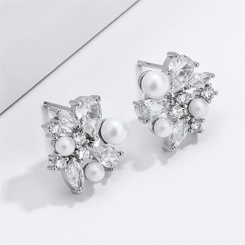 Wedding Jewelry - Pearl Bridal Stud Earrings - Available in Silver and Gold