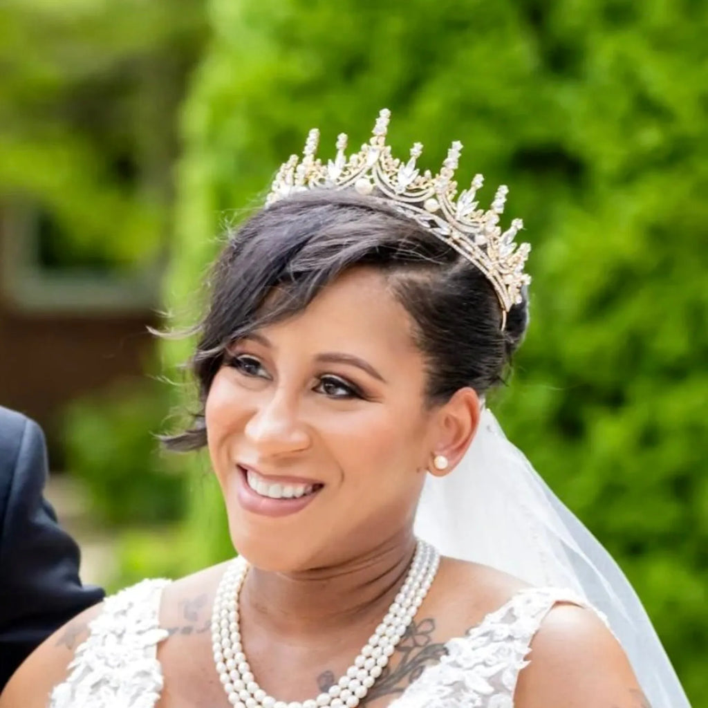 Wedding Hair Accessories -  Pearl and Crystal Bridal Tiara - Available in Silver and Gold