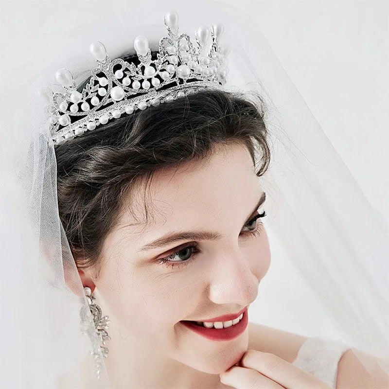 Wedding Hair Accessories - Pearl Bridal Tiara - Available in Silver and Gold